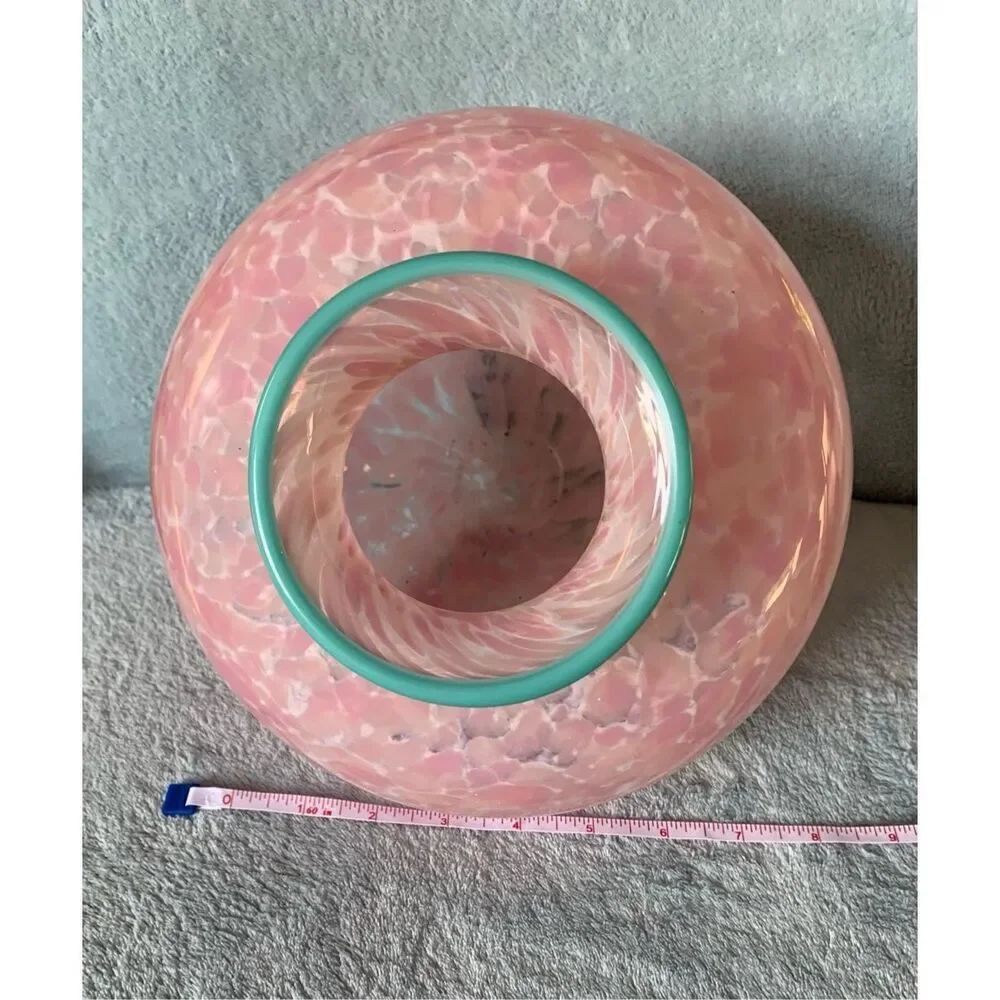 Cohn-Stone Glass Studio Pink Hand Blown Contemporary ART VASE Signed MCM MOD